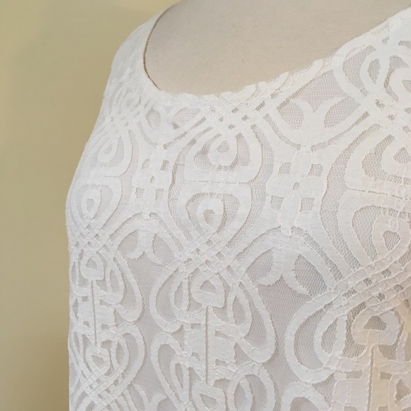 Boho All Over Floral Lace Overlay Shift Dress - Picture 6 of 7